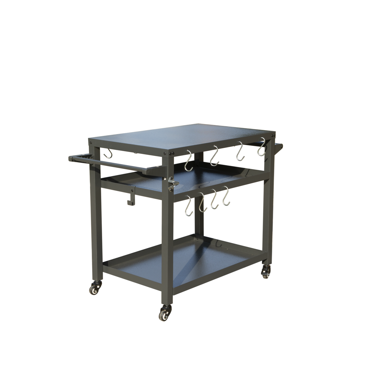 3-Shelf Outdoor Grill Table with Wheels
