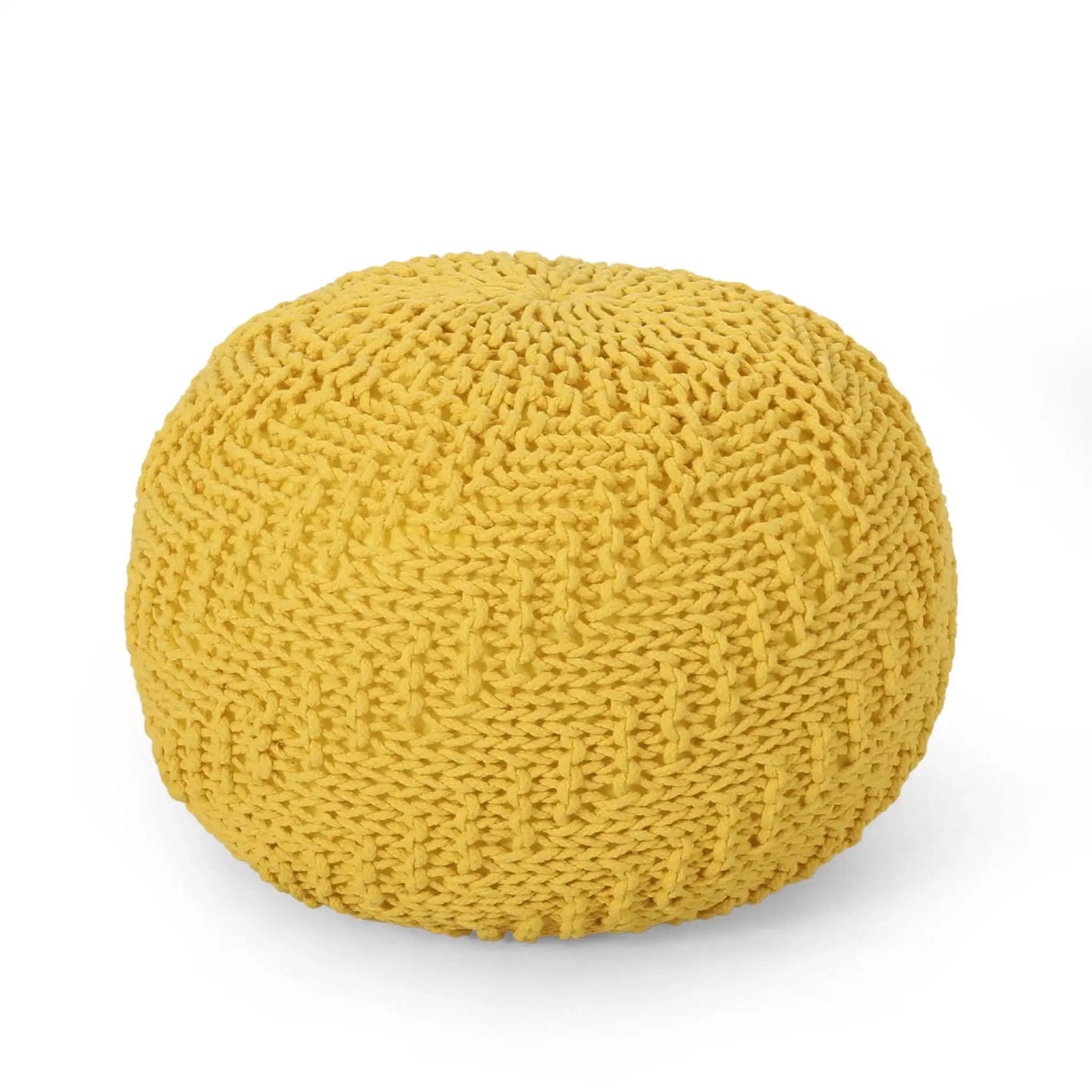 Bordeaux Knitted Cotton Round Pouf Ottoman