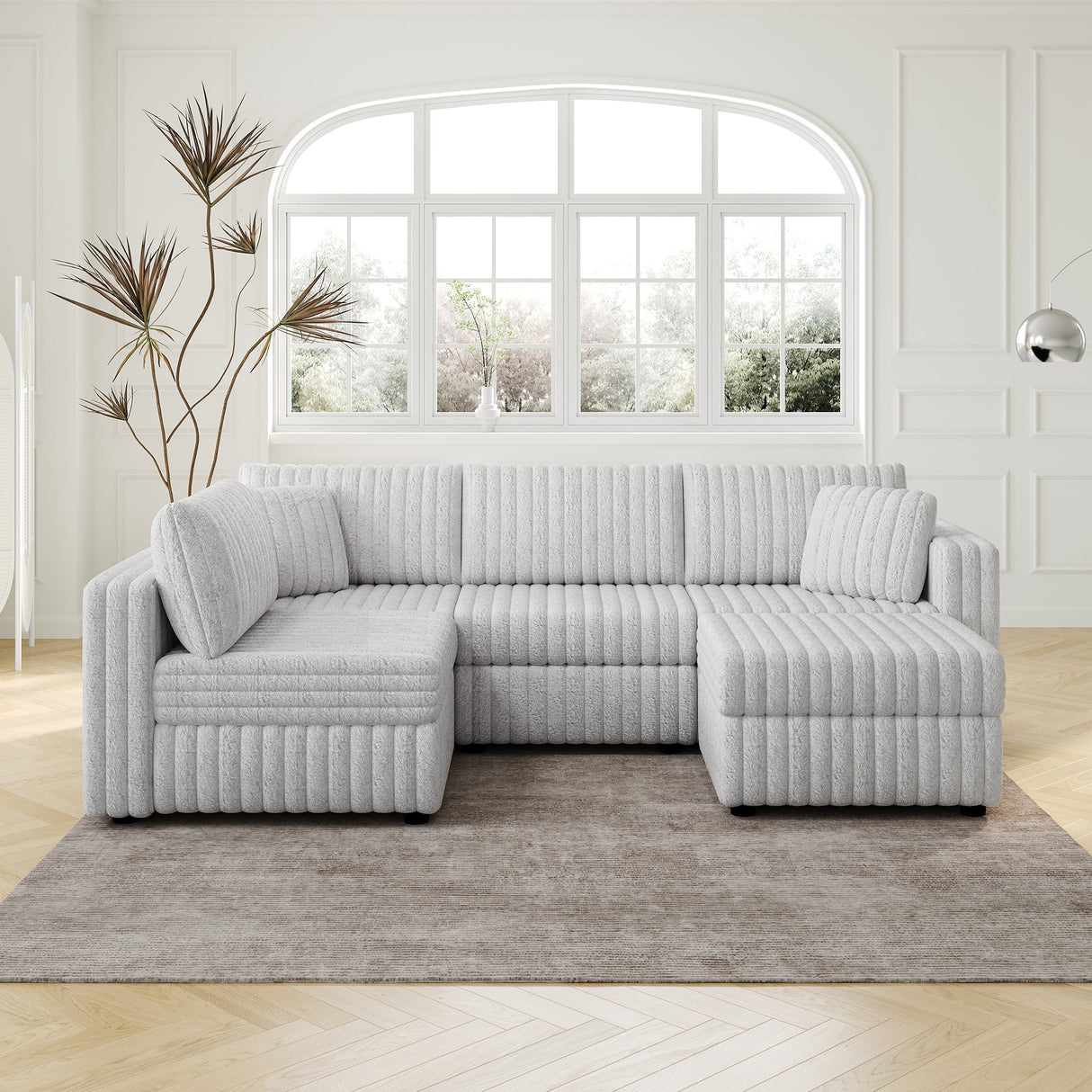 106.3" U-Shaped 4-Person Sofa with Ottoman