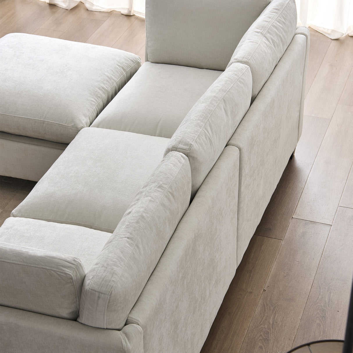 96.5" Sectional Couch for Living Room, Upholstered Soft Chenille Fabric Sofa