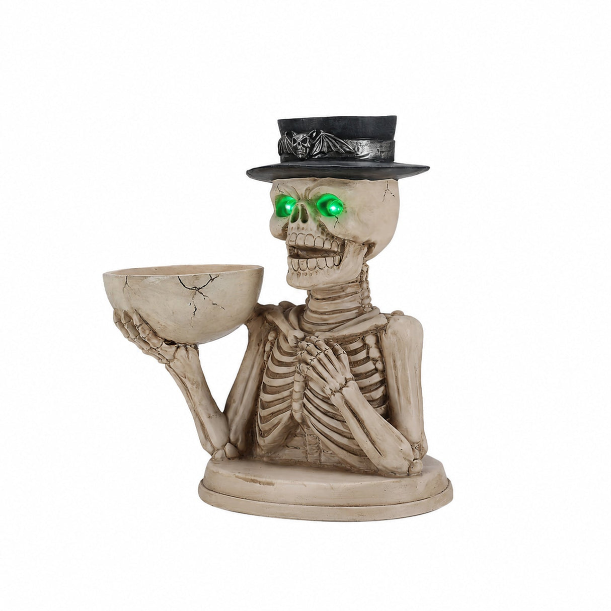 Halloween Skeleton Figurine with Storage Bowl & Candle Holder