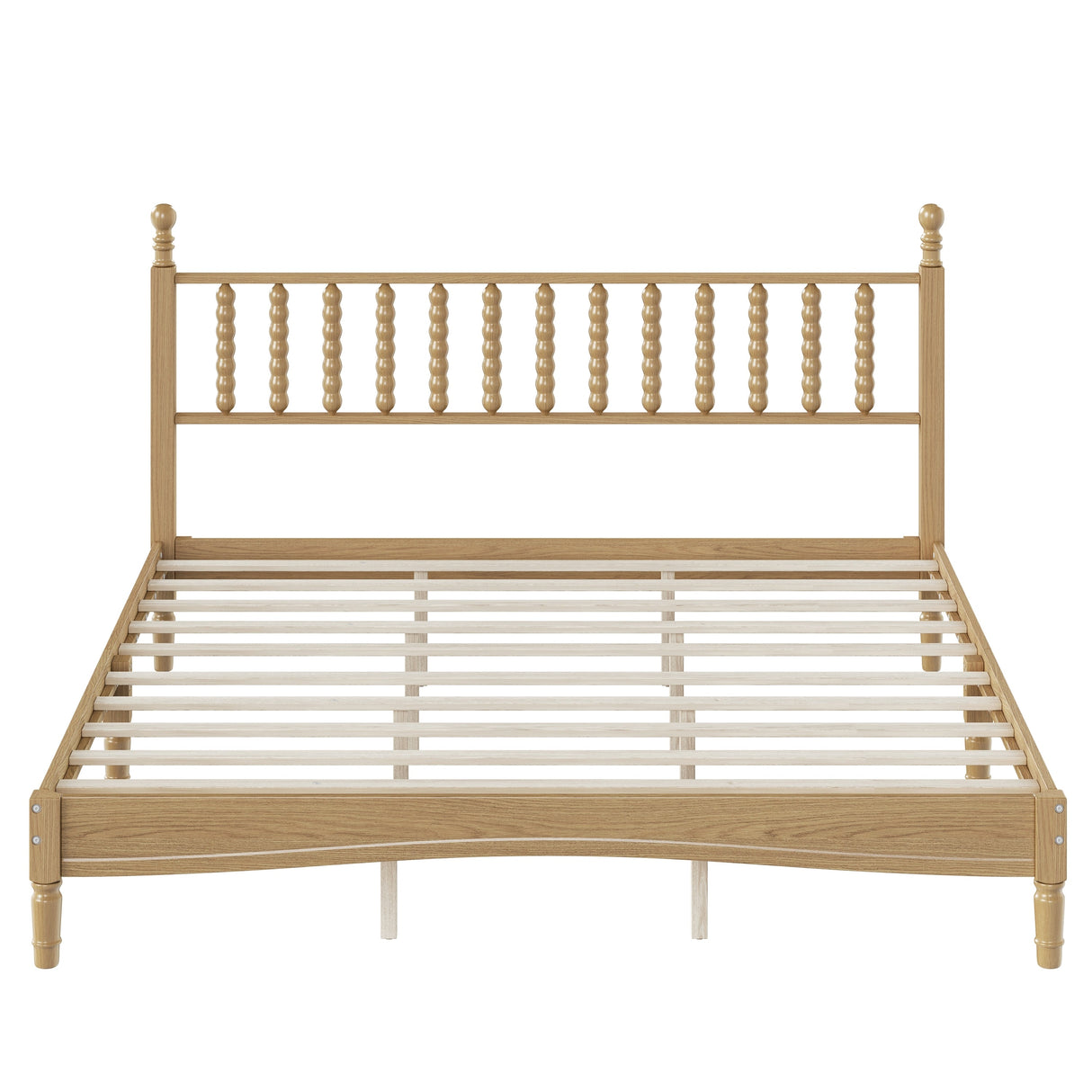 King Size Wood Platform Bed with Gourd Shaped Headboard