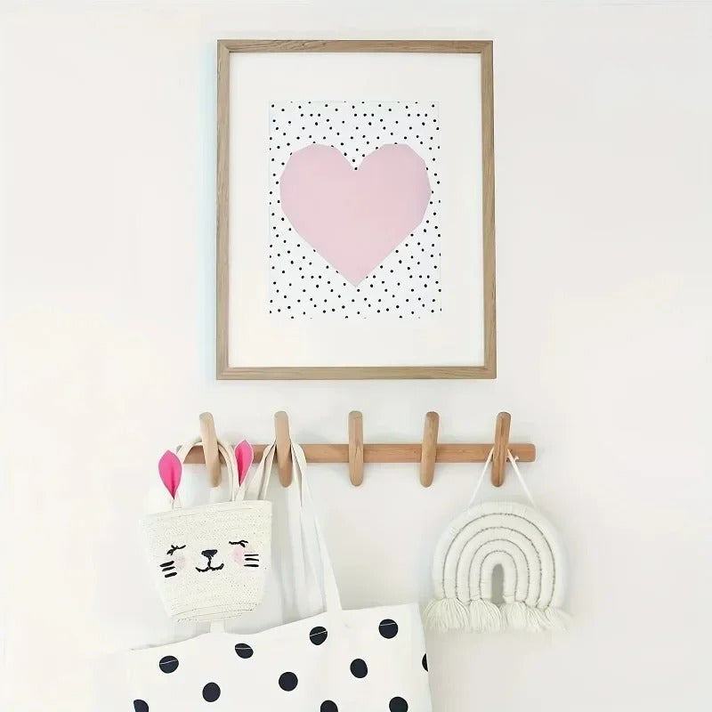 Solid Oak Wall Coat Rack Scandinavian Wooden 4 or 5 Peg Hooks