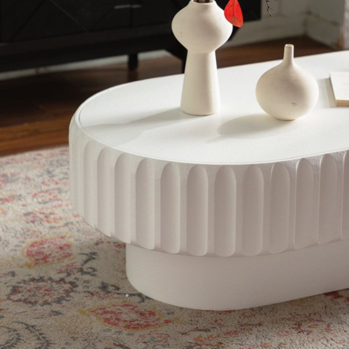 Fluted Storage Table with Lift-Off Lid