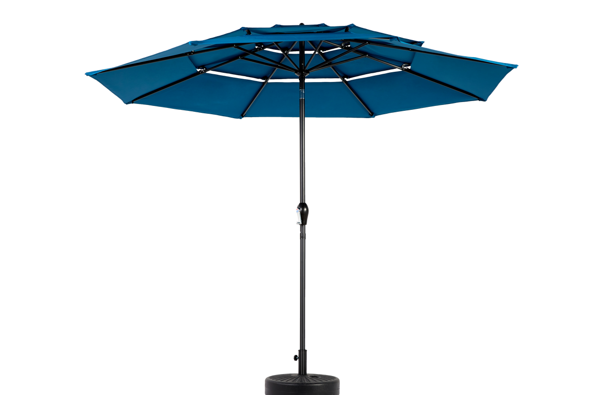 Aluminium 10ft 3 Tier Auto-tilt Outdoor Patio Umbrella - Dark Blue