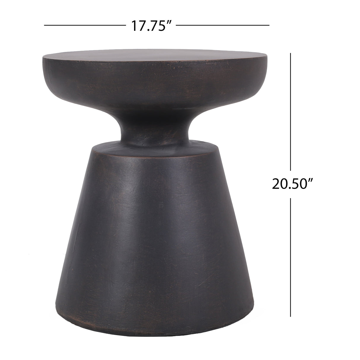 Outdoor Lightweight Concrete End Table with Copper Half-Sphere Top