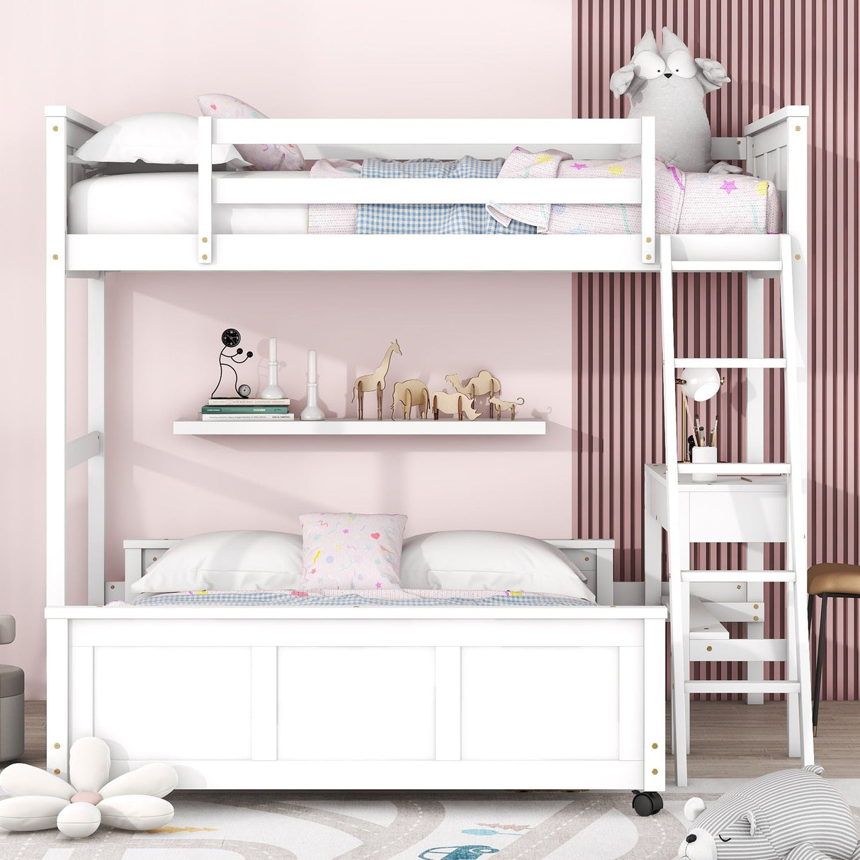 Full Over Full Bunk Bed With Desk