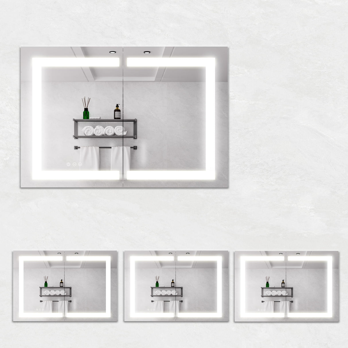 Medicine Cabinet With LED Vanity Mirror, Anti-Fog, Waterproof, Dimmable With Touch Switch
