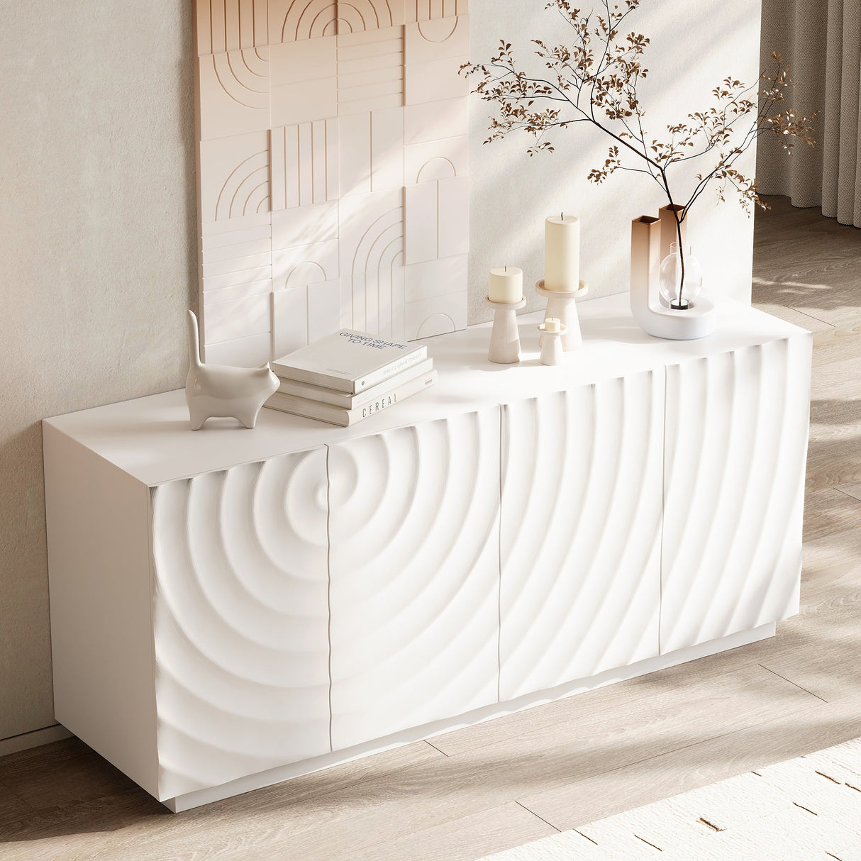Buffet Cabinet with Storage - Modern 4-Door Sideboard