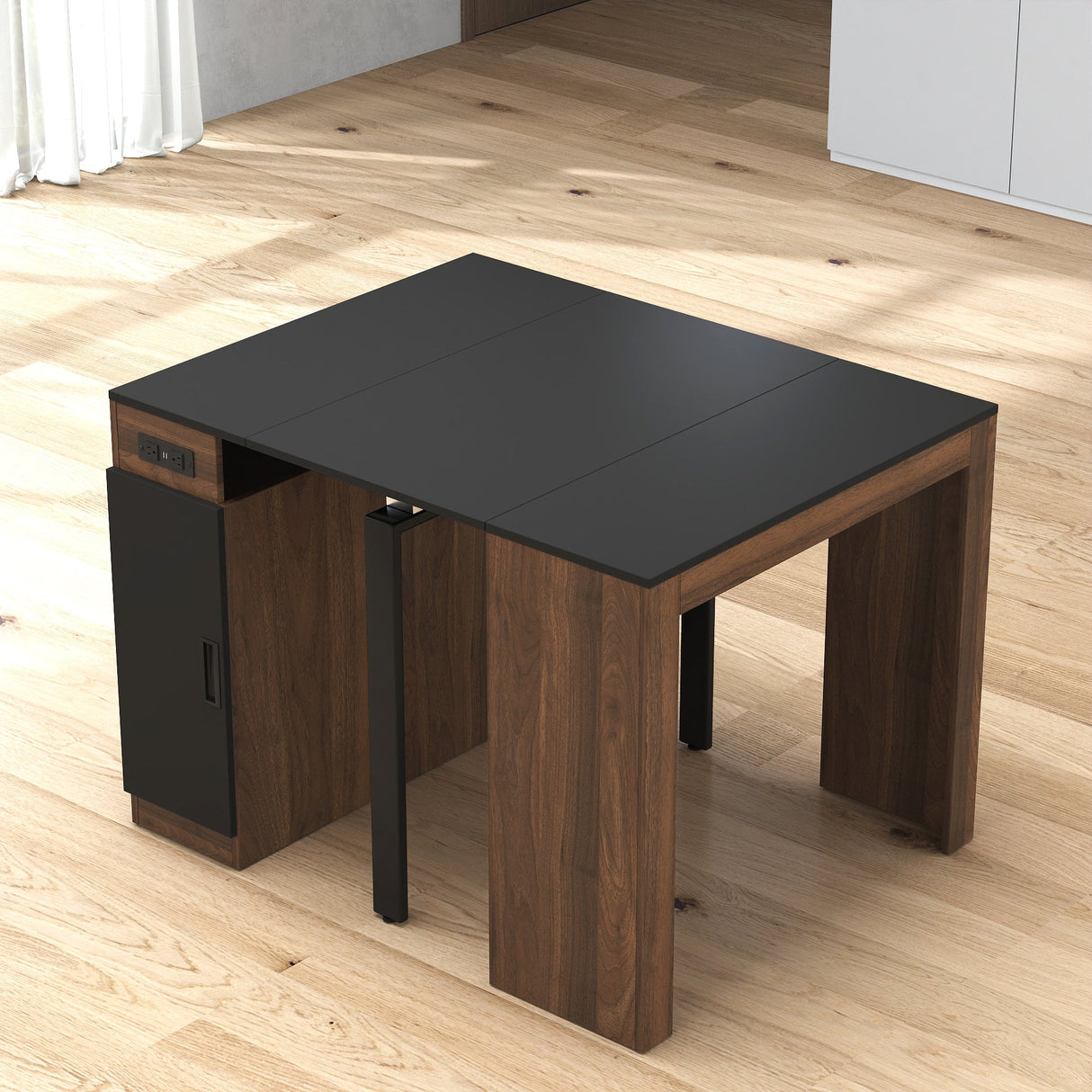 Modern Multifunctional Extendable Dining Table with Outlet