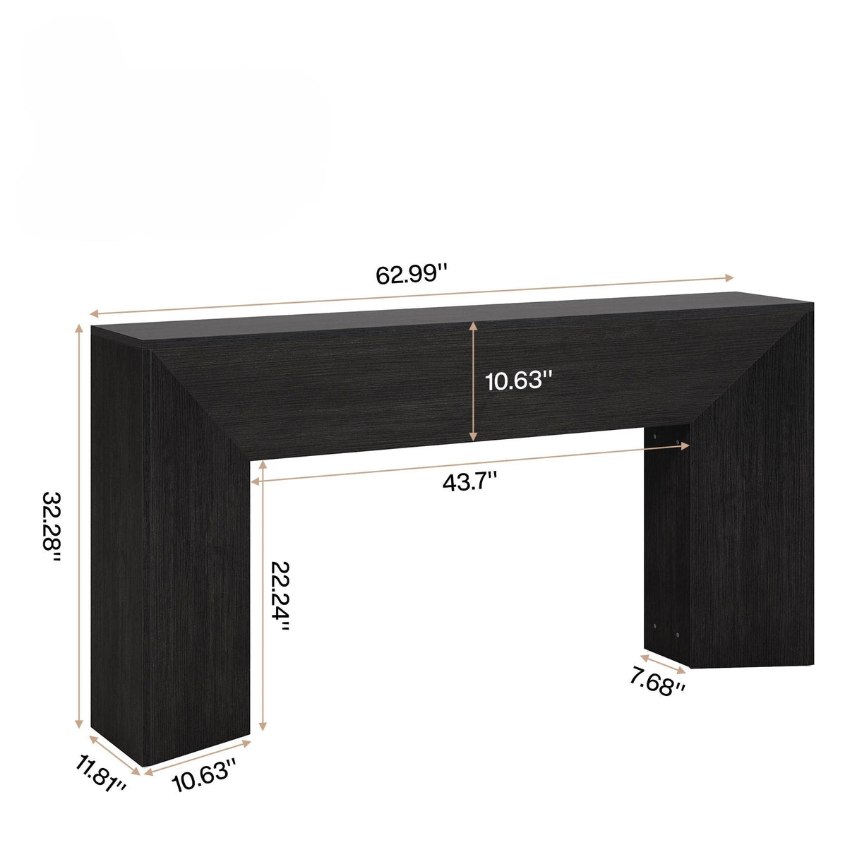 Extra Long Console Table Table Behind Couch For Hallway & Living - Black