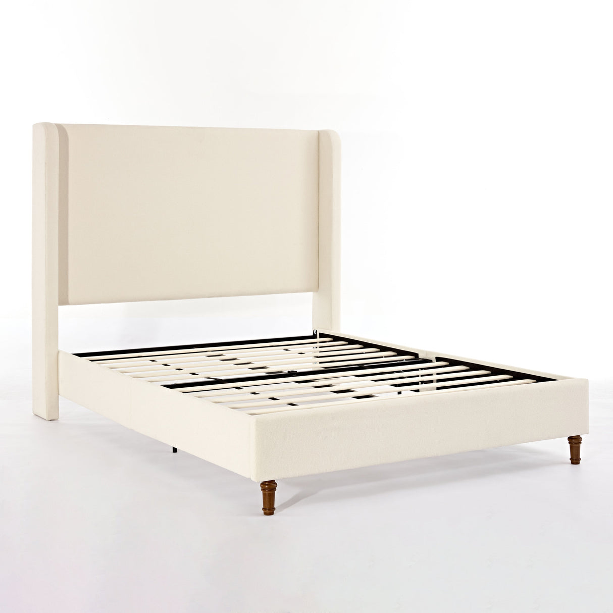 Harper Tall Headboard Upholstered Bed in Ivory Boucle, California King