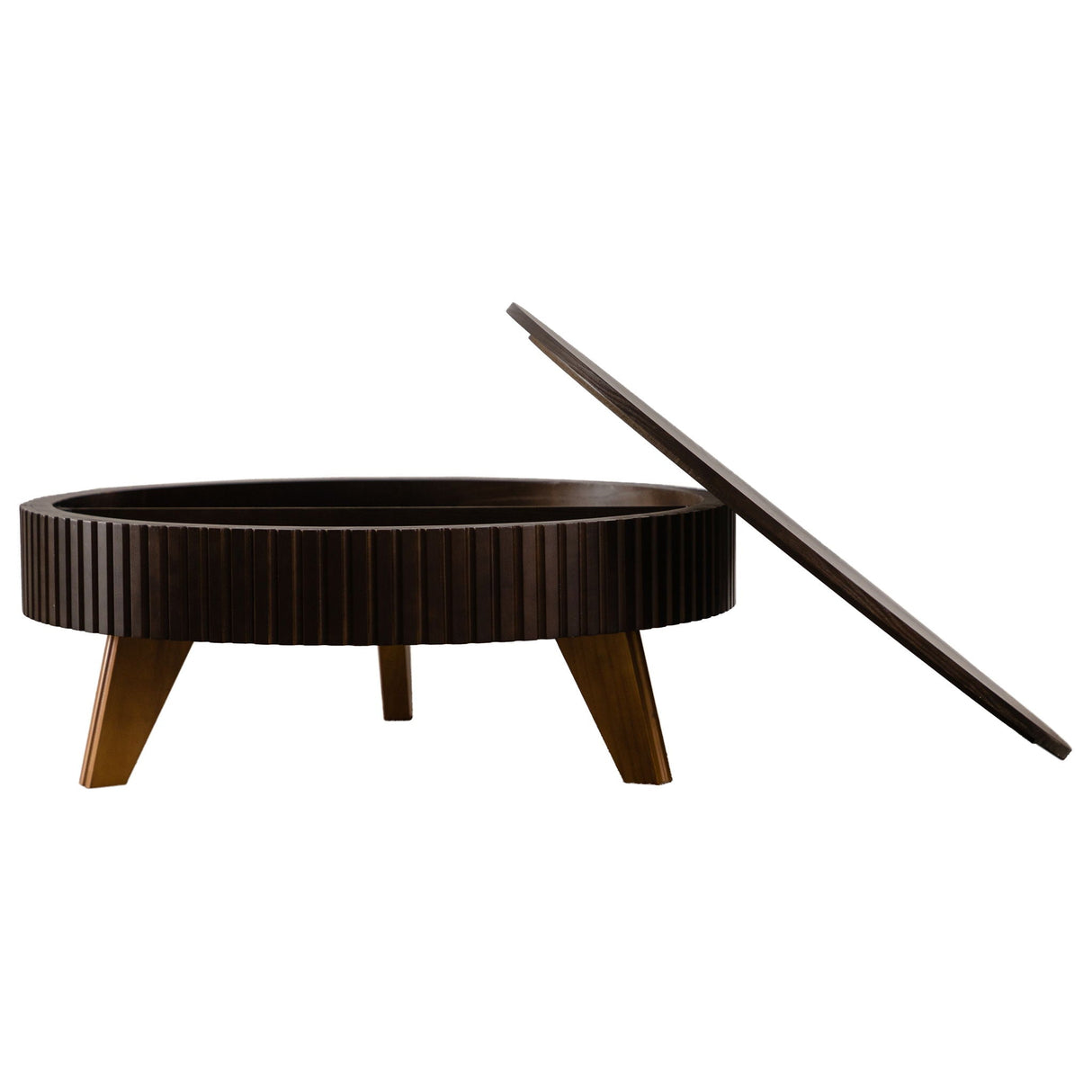 Round Retro Coffee With Solid Wood Legs
