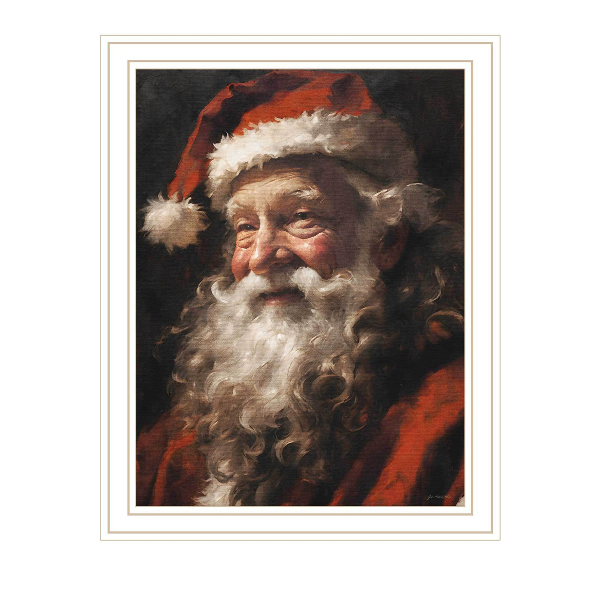 Trendy Decor 4U Papa Noel White Framed Wall Art for Living Room