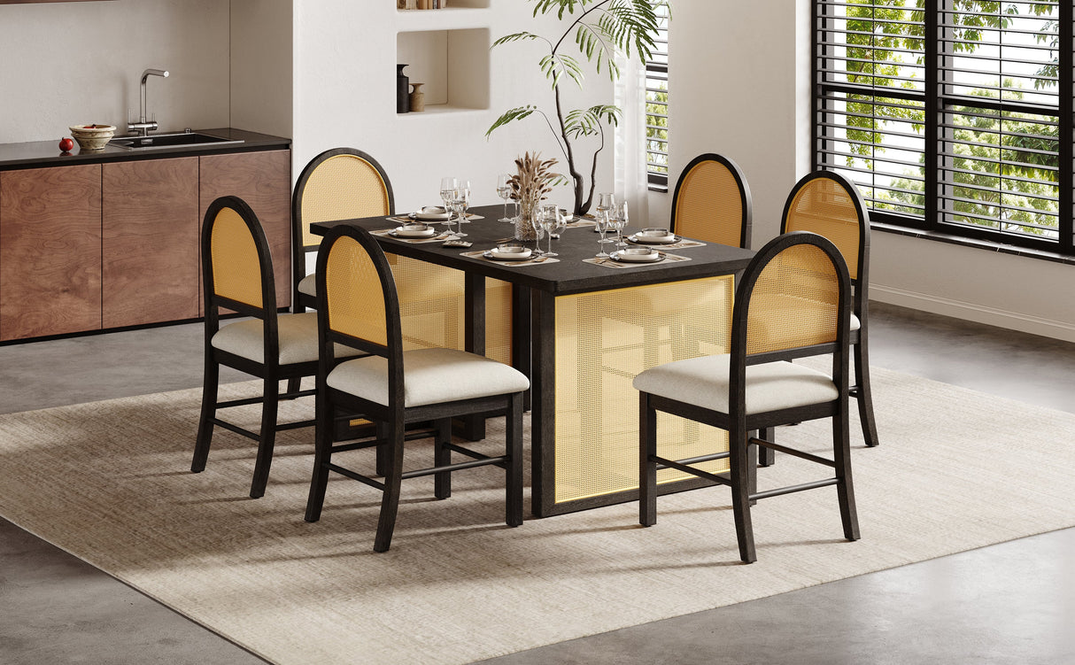 TREXM 7-Piece Farmhouse Dining Table Set for 6
