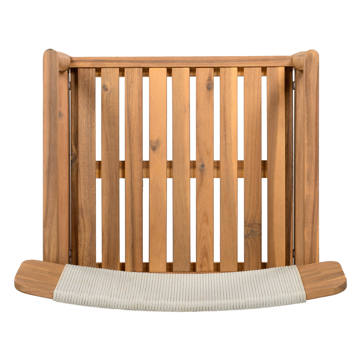 Creative Braided Acacia Wood Outdoor Dining Chairs with Armrests – Set of 2