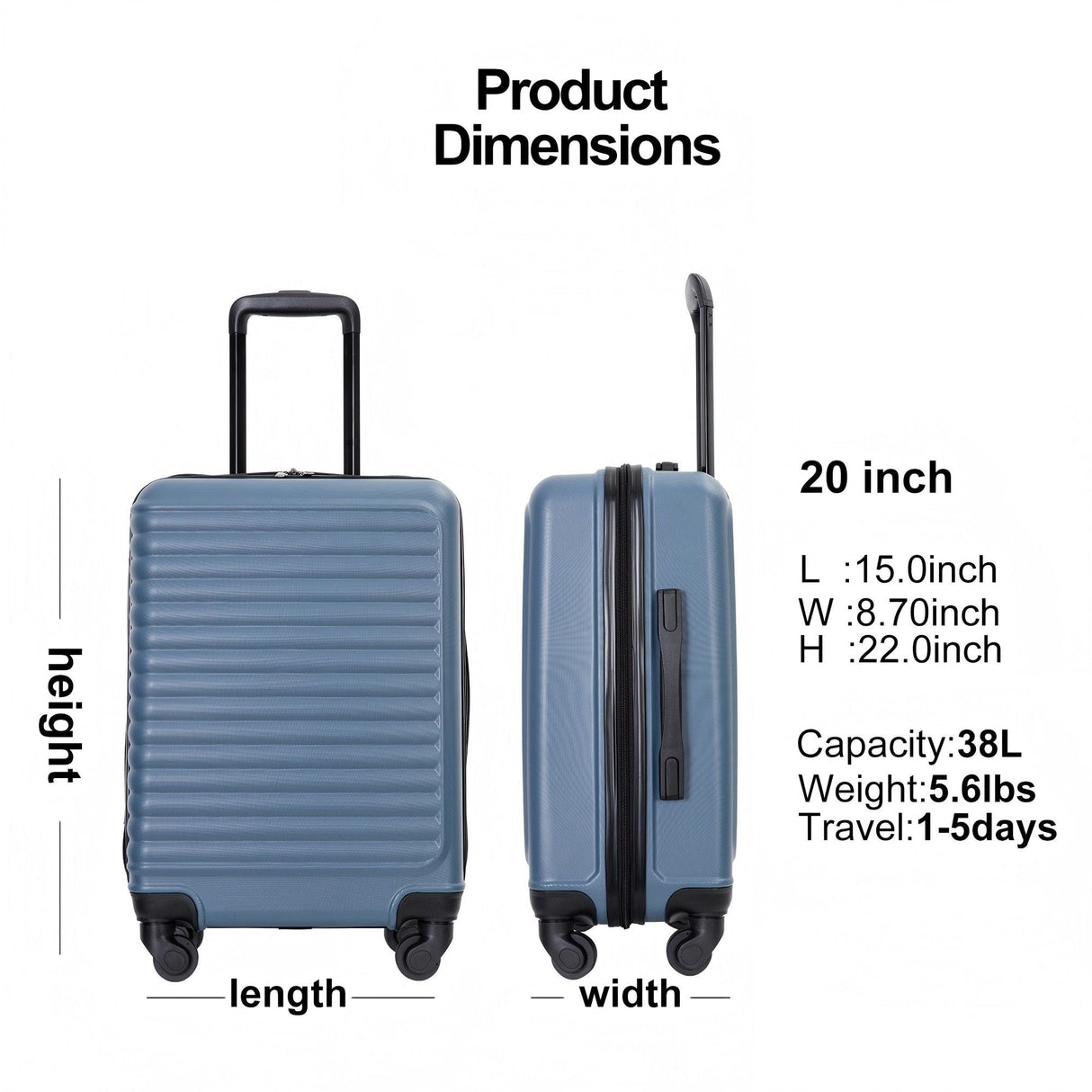 20" Carry-On Lightweight Hardside Luggage with Spinner Wheels