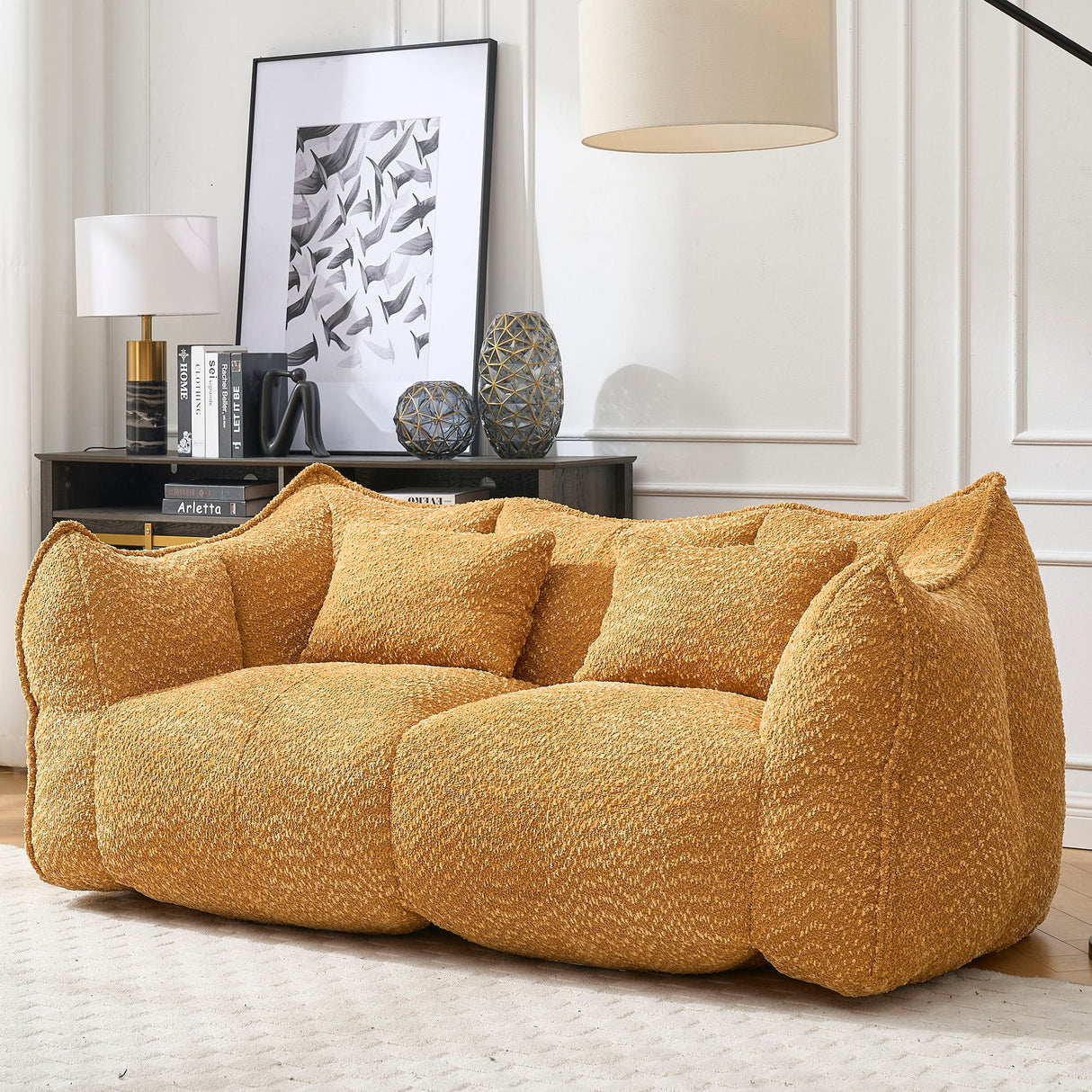 Comfortable Dual Beanbag Chair With High Resilience Foam Core For 2 People