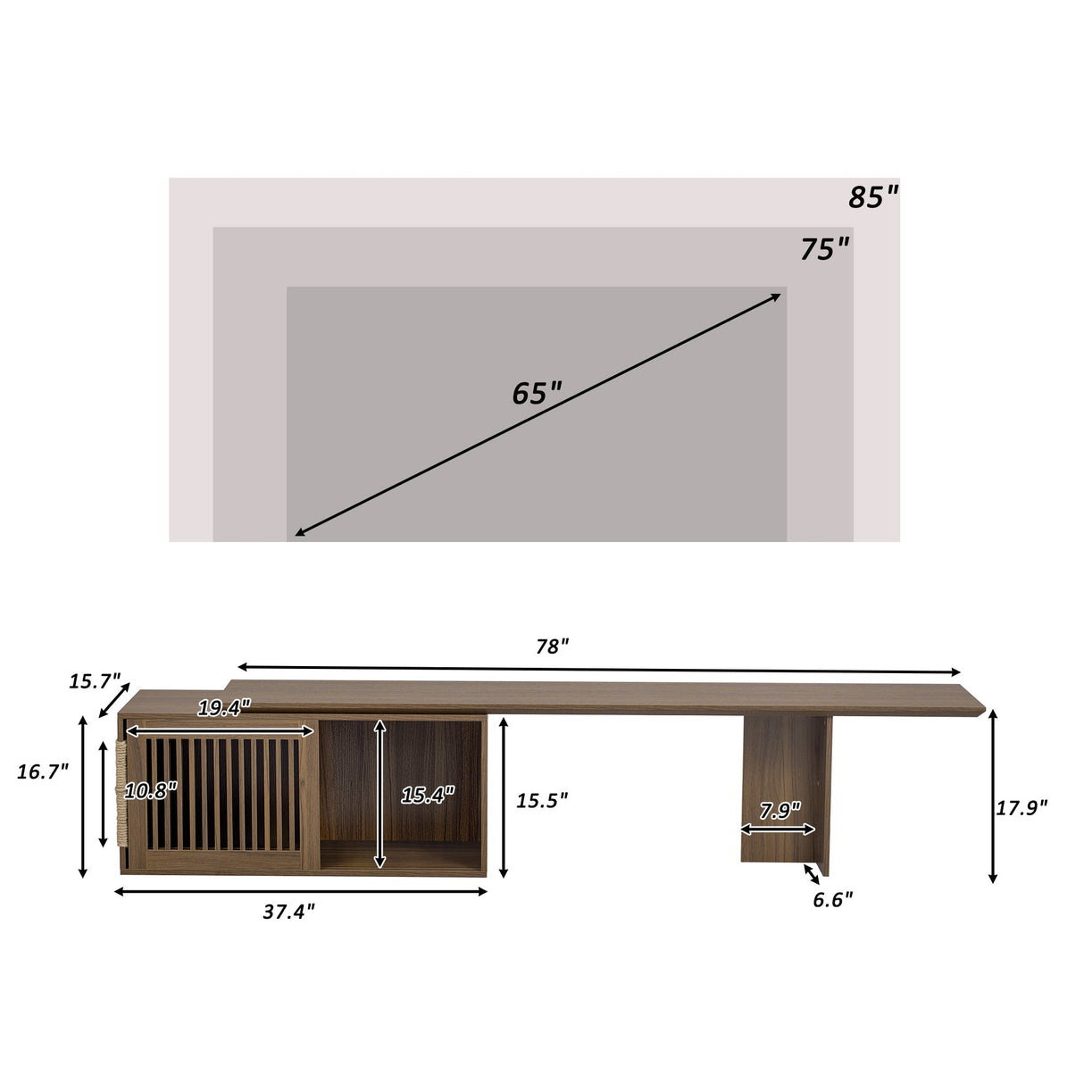 Mid-Century Modern 2-in-1 Extendable Walnut TV Stand