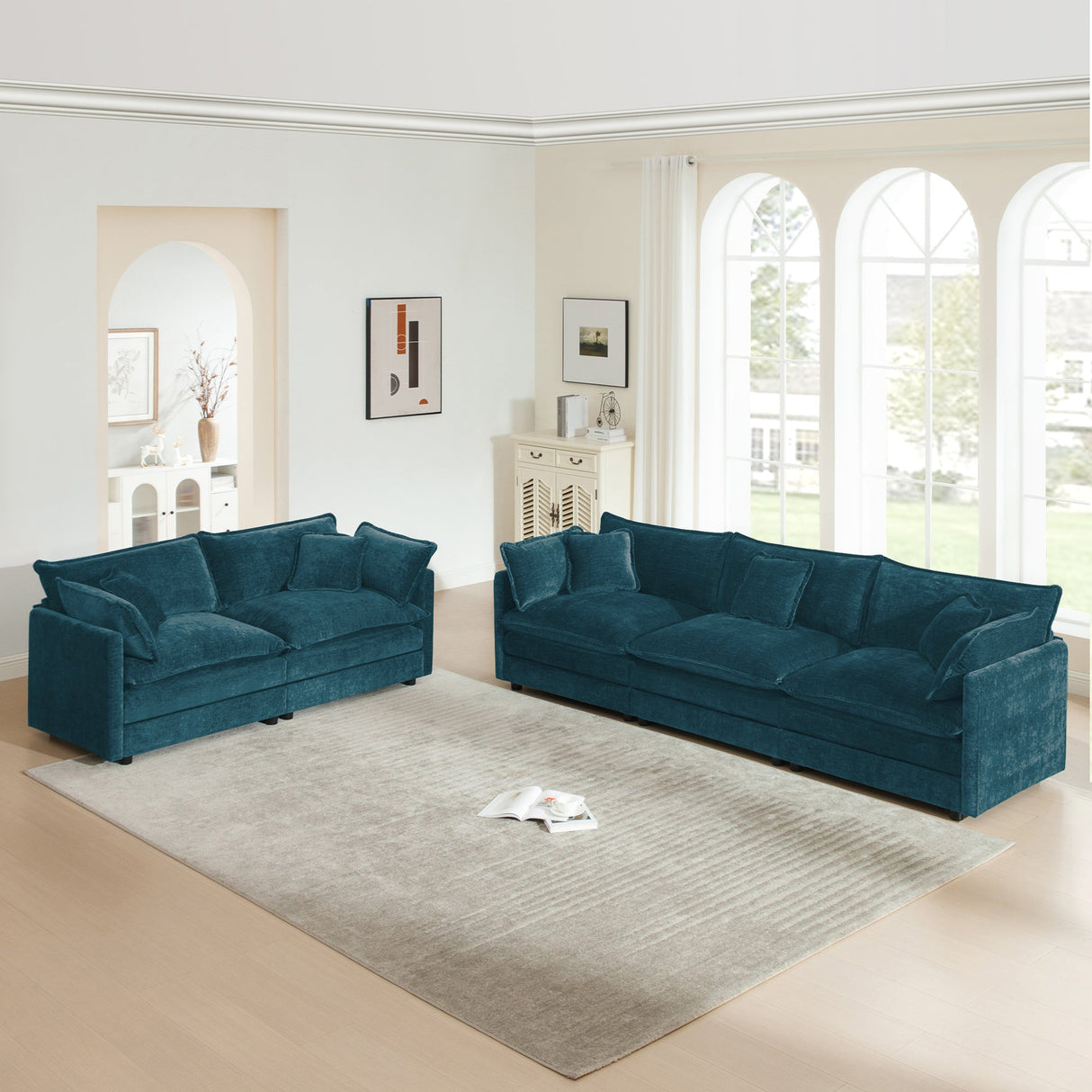 Chenille Sofa Set of 2: 2 & 3 Seater Couch