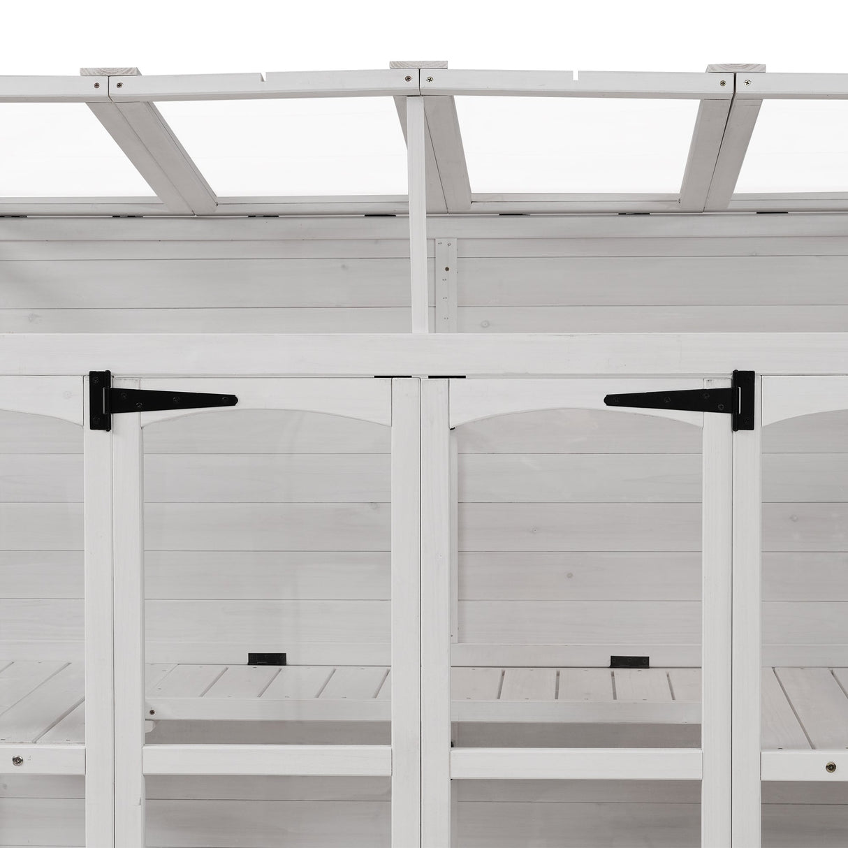TOPMAX 78-inch Wooden Walk-in Greenhouse with 4 Skylights and Folding Shelves