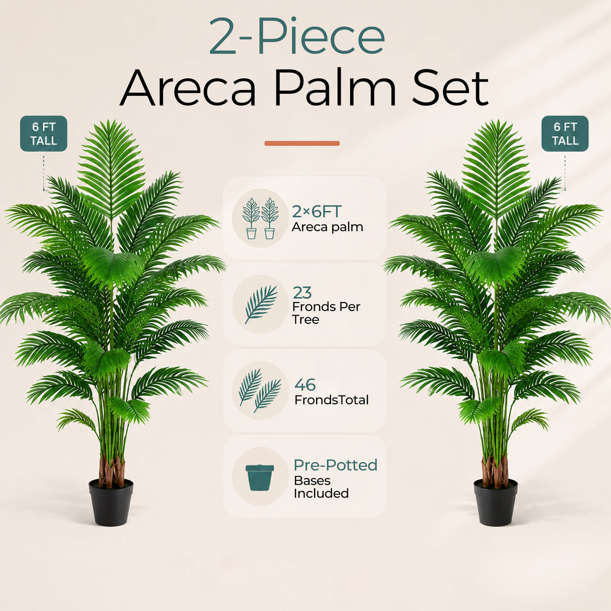 Artificial Palm Tree 6ft - Large Fake Tropical Tree (2 Pack)