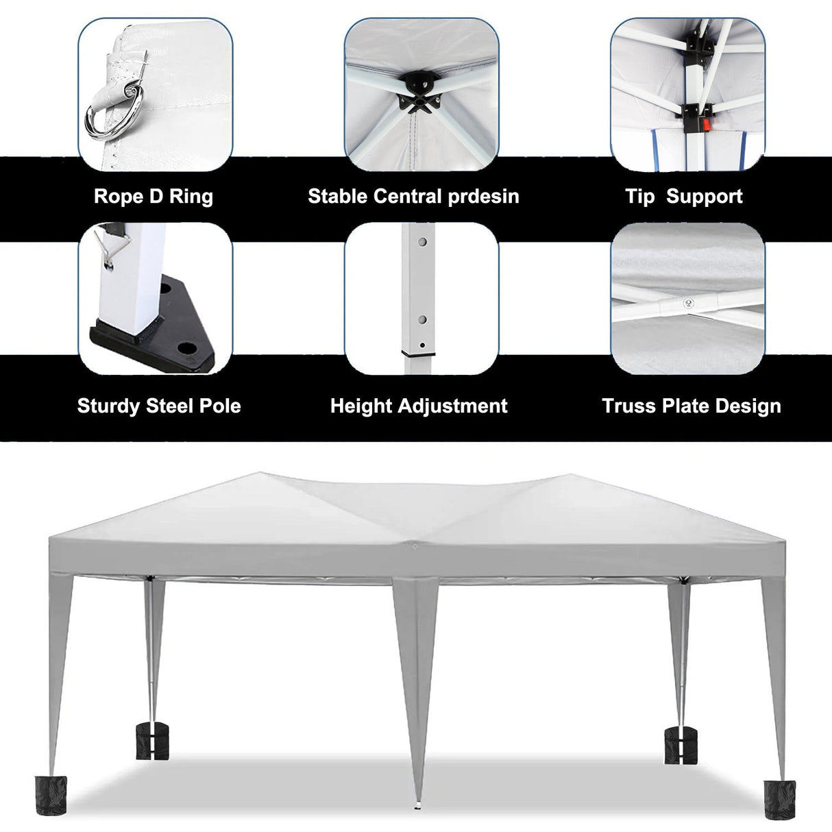 10'x20' Folding Canopy with 6 Removable Sidewalls Outdoor Shelter