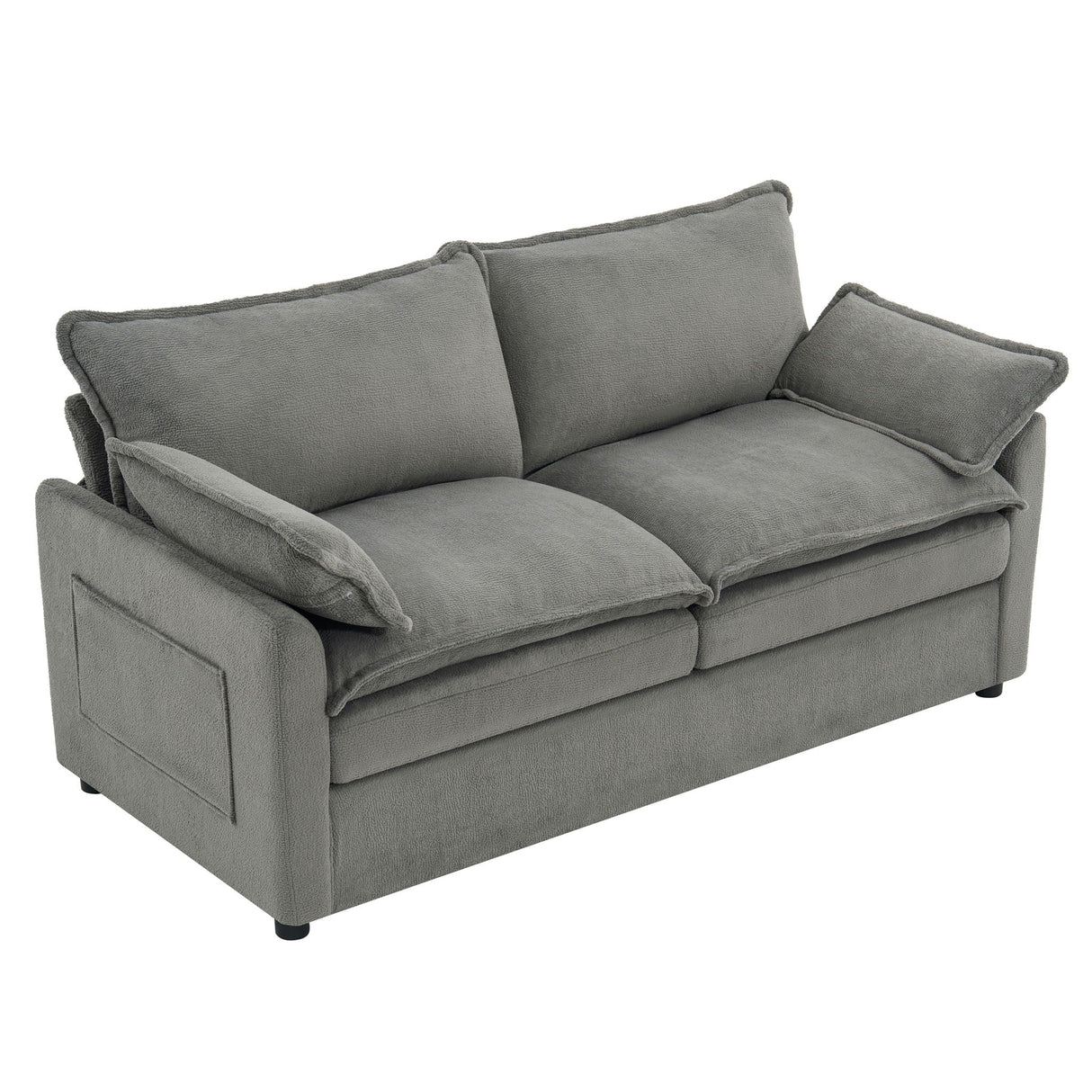Modern Loveseat Sofa, Upholstered Couch With Side Storage Pockets