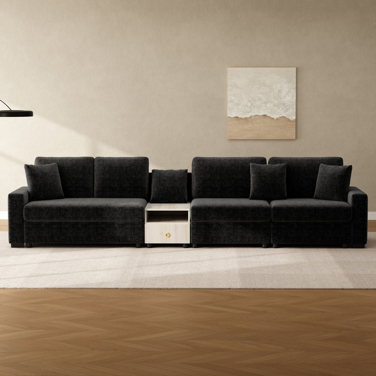 Modular Sofa Couch With Storage Armrest and Center Console