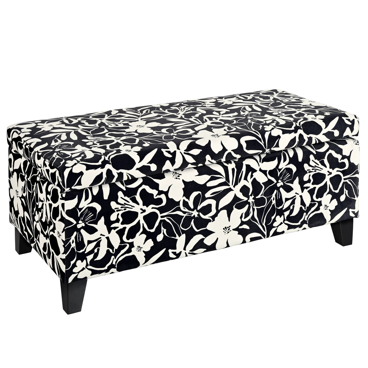 Luxury Storage Ottoman with Floral Patterned Fabric