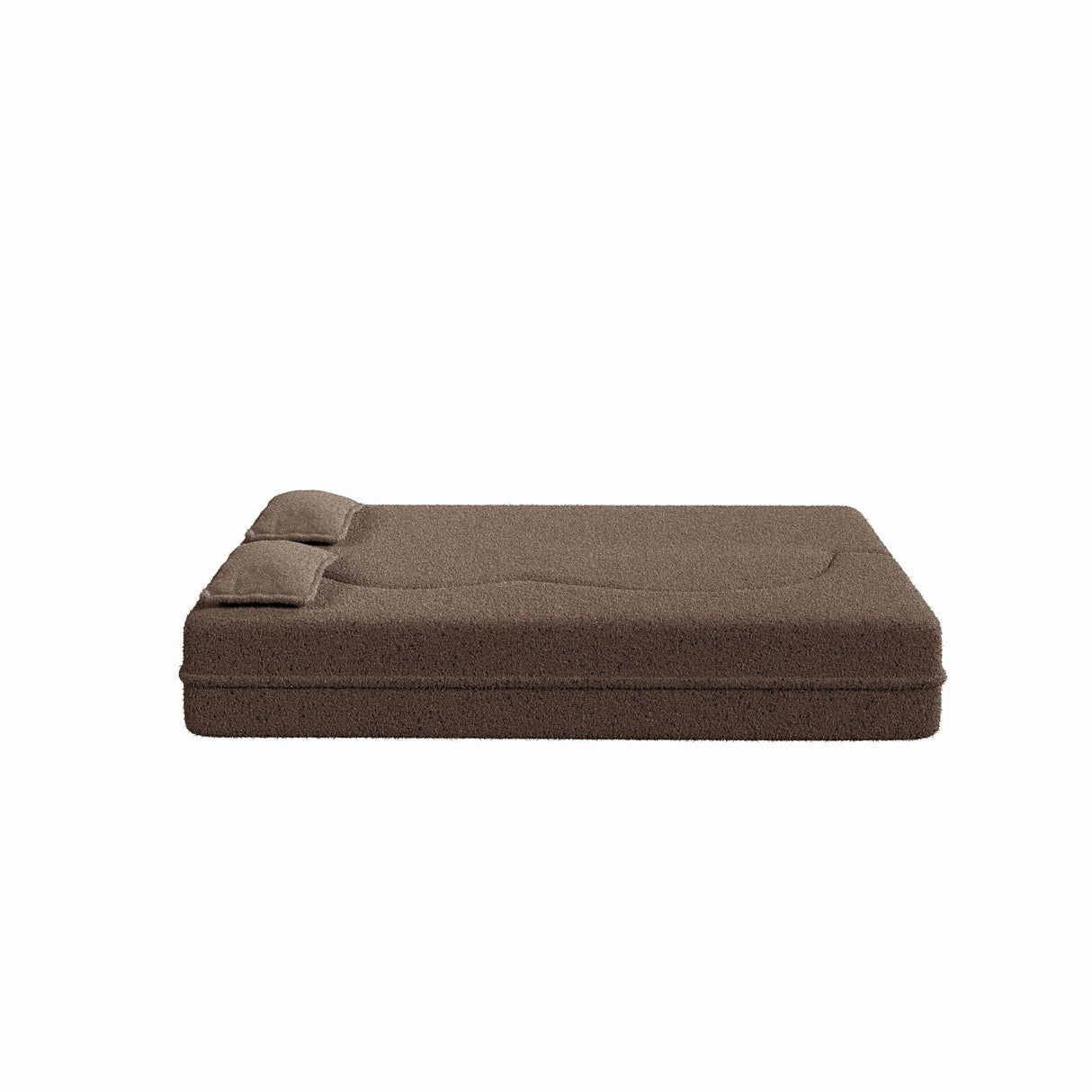 Modern Floor Sofa with 2 Pillows, Convertible Teddy Fabric Foam Filled Bed