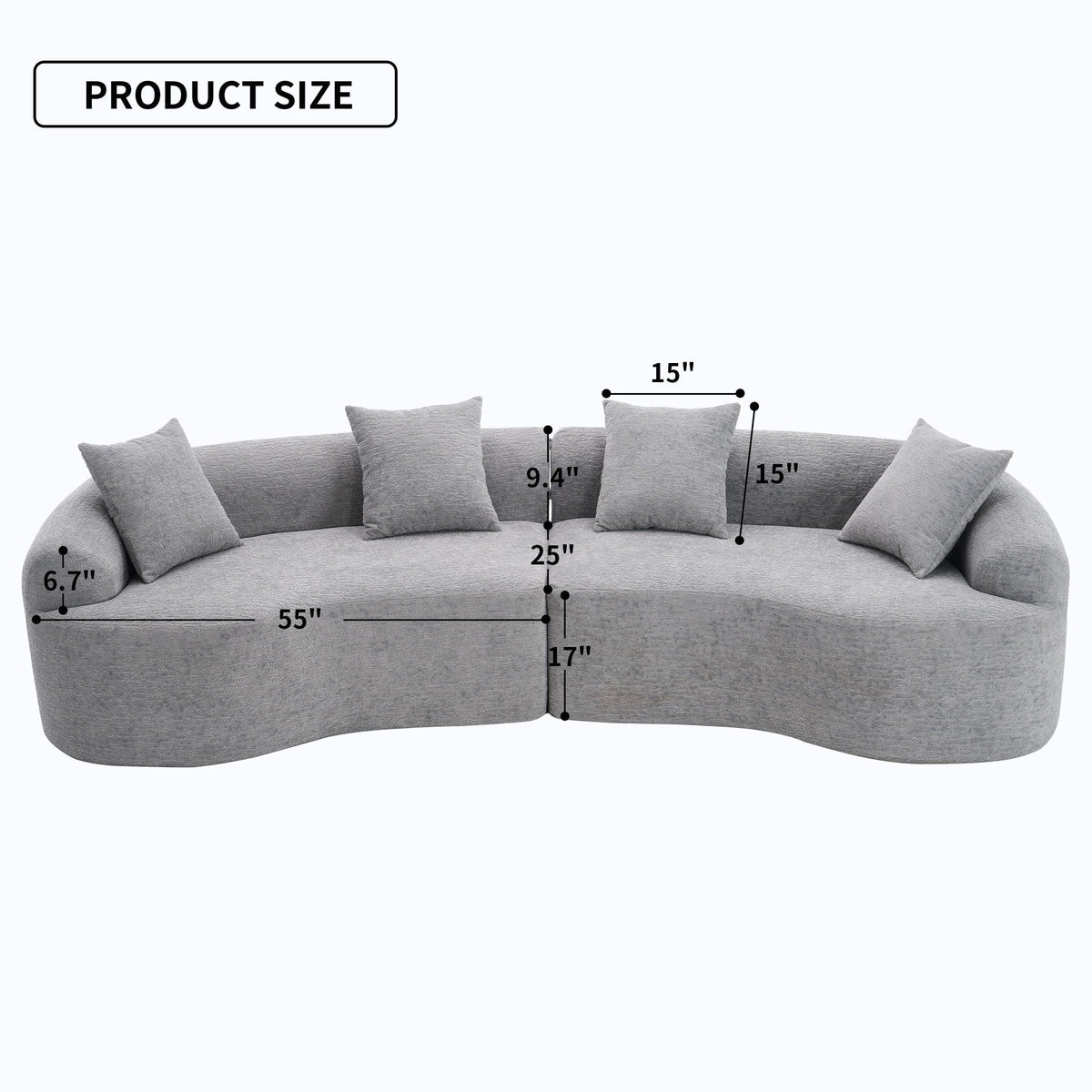 4 Seater Sofa With Fabric, 30D, 60 Hardness Full Sponge, 4 Pillow For Living Room, Home Furniture Sleeper Sectional Sofa For Apartment