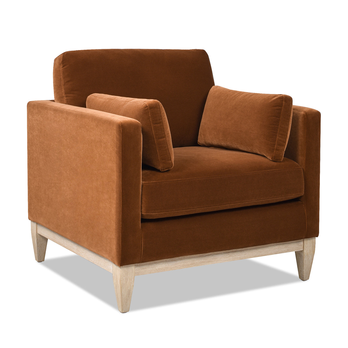 Knox 36' Modern Farmhouse Arm Chair, Burnt Orange   Performance Velvet