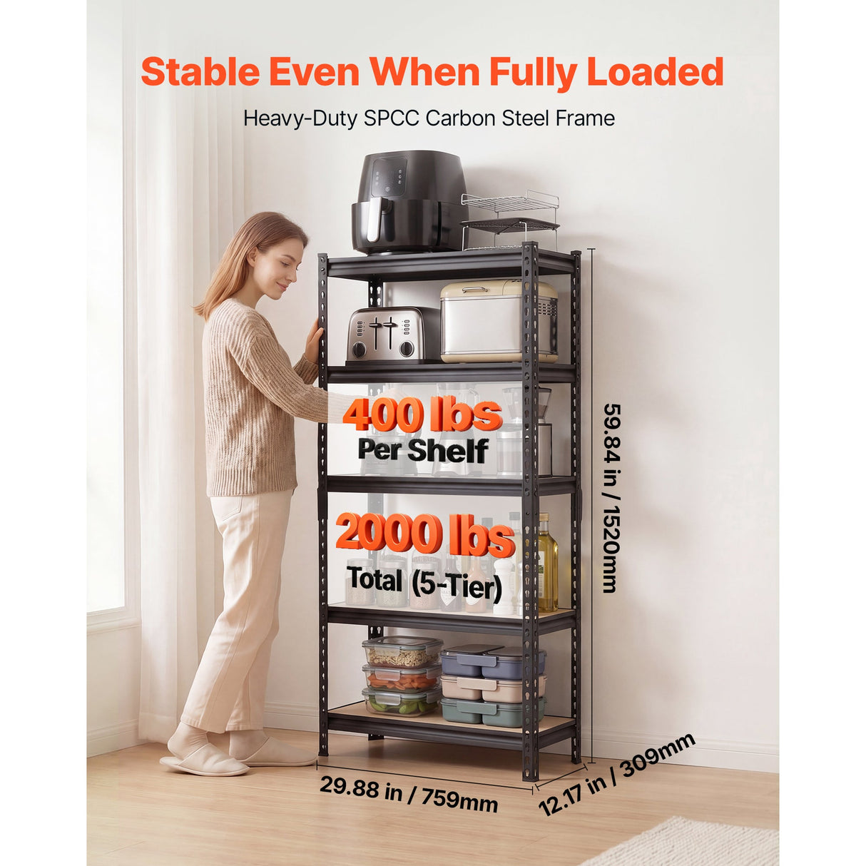 5-Tier Adjustable Storage Shelves for Versatile Organization