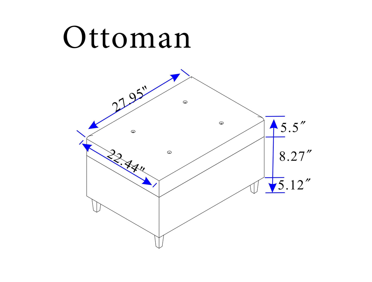 6-Piece Upholstered Sectional Sofa Grey