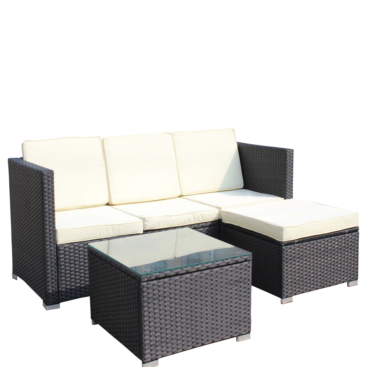 Outdoor 5-Piece PE Rattan Wicker Patio Sofa Set with Coffee Table
