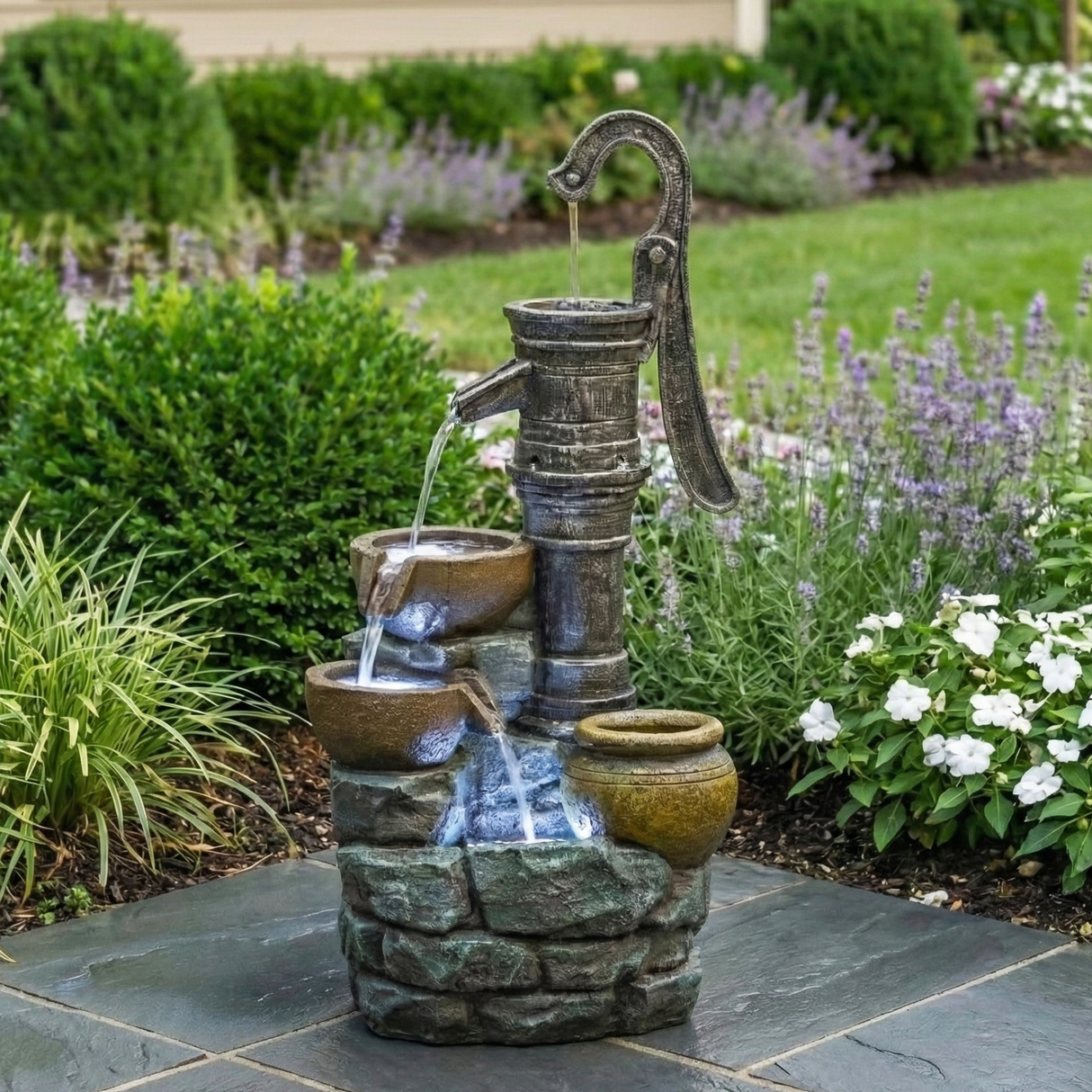 32'' Large Outdoor Fountain with Vintage Pump