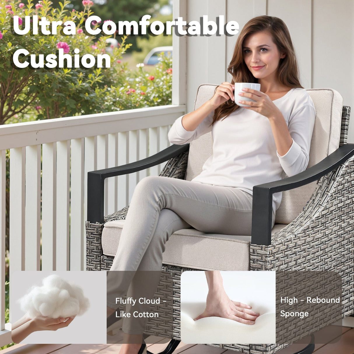 3-Piece Outdoor Conversation Set with Swivel Rocking Chairs