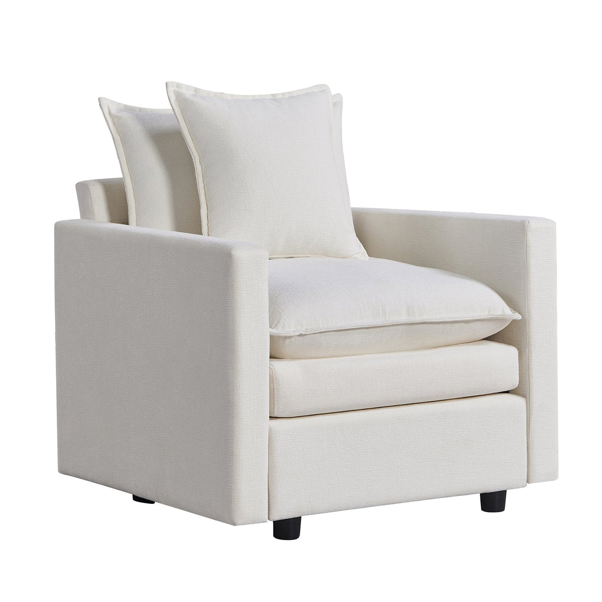 Plush Chenille Armchair with Deep Seating and Double-Layer Cushions