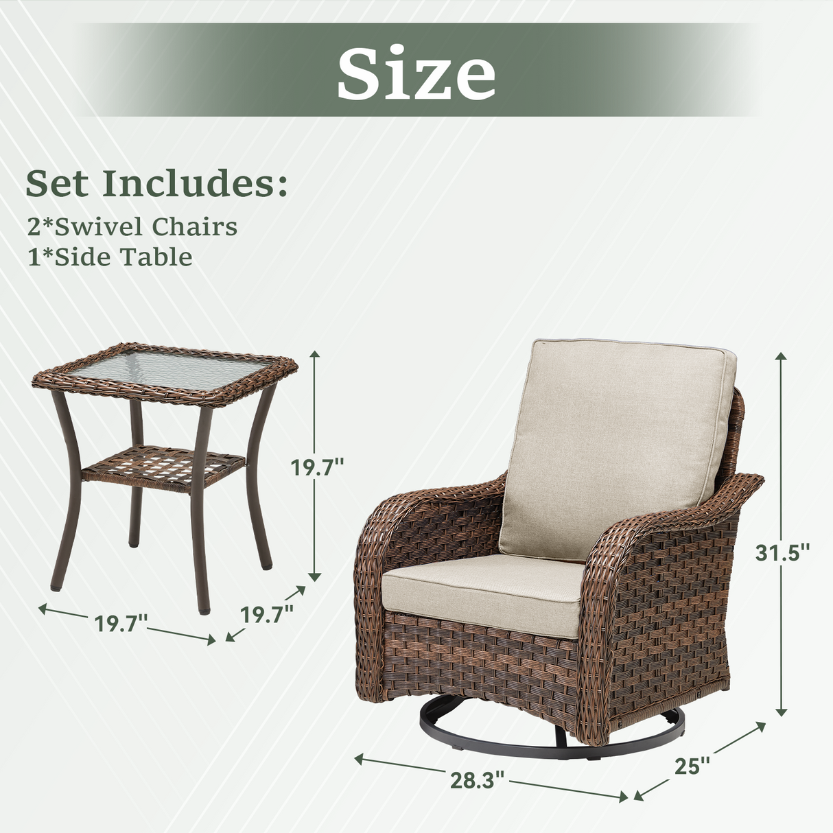 3 Pieces Outdoor Furniture Set, Outdoor Swivel Gliders Rocker