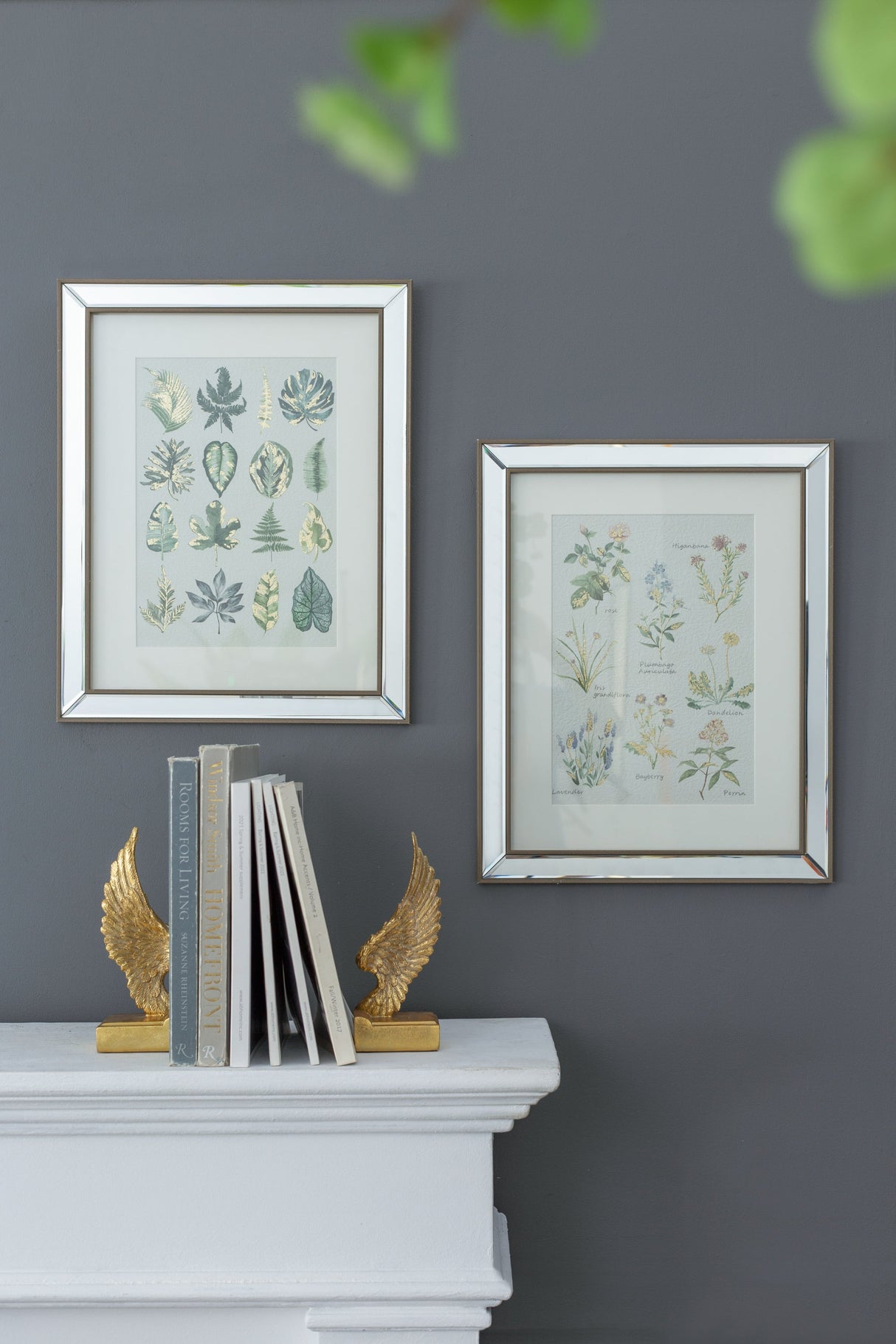 S/2 15.7x19.7" Liana Mirror Framed Wall Art on Mellow Golden Tint Background