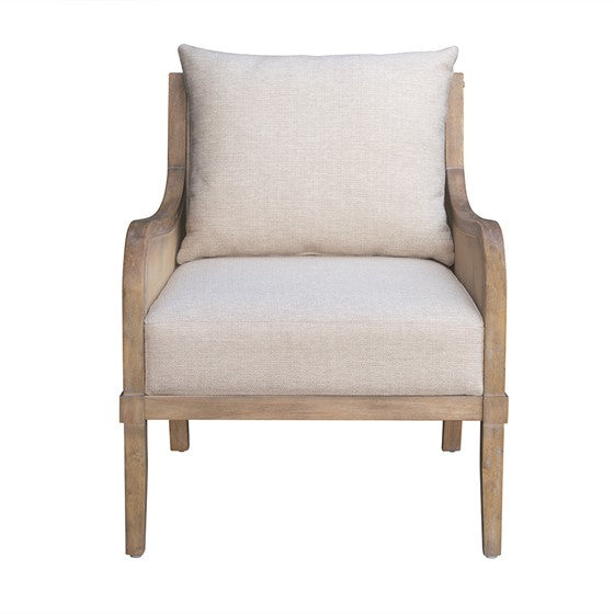 Upholstered Accent Chair with Removable Back Cushion and Curved Arms