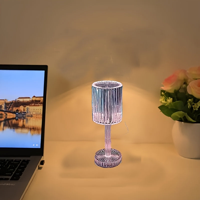 Crystal Touch Control Bedside Lamp – Dimmable USB LED Light with Rechargeable Battery
