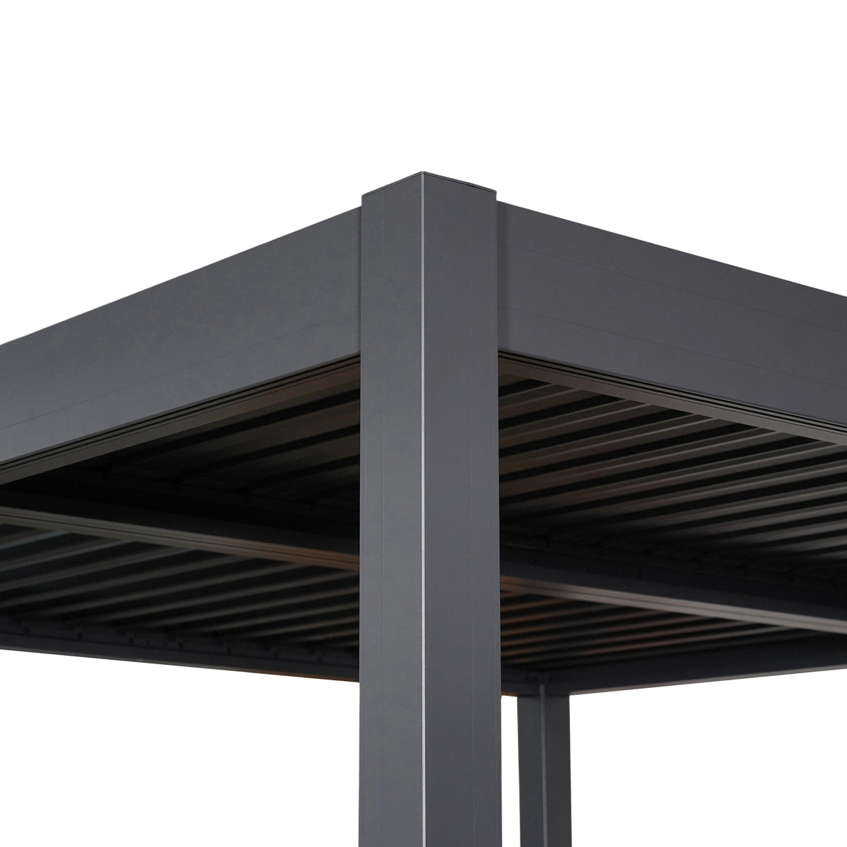 Byron Black Outdoor Pergola Aluminum with Adjustable Louvered Roof