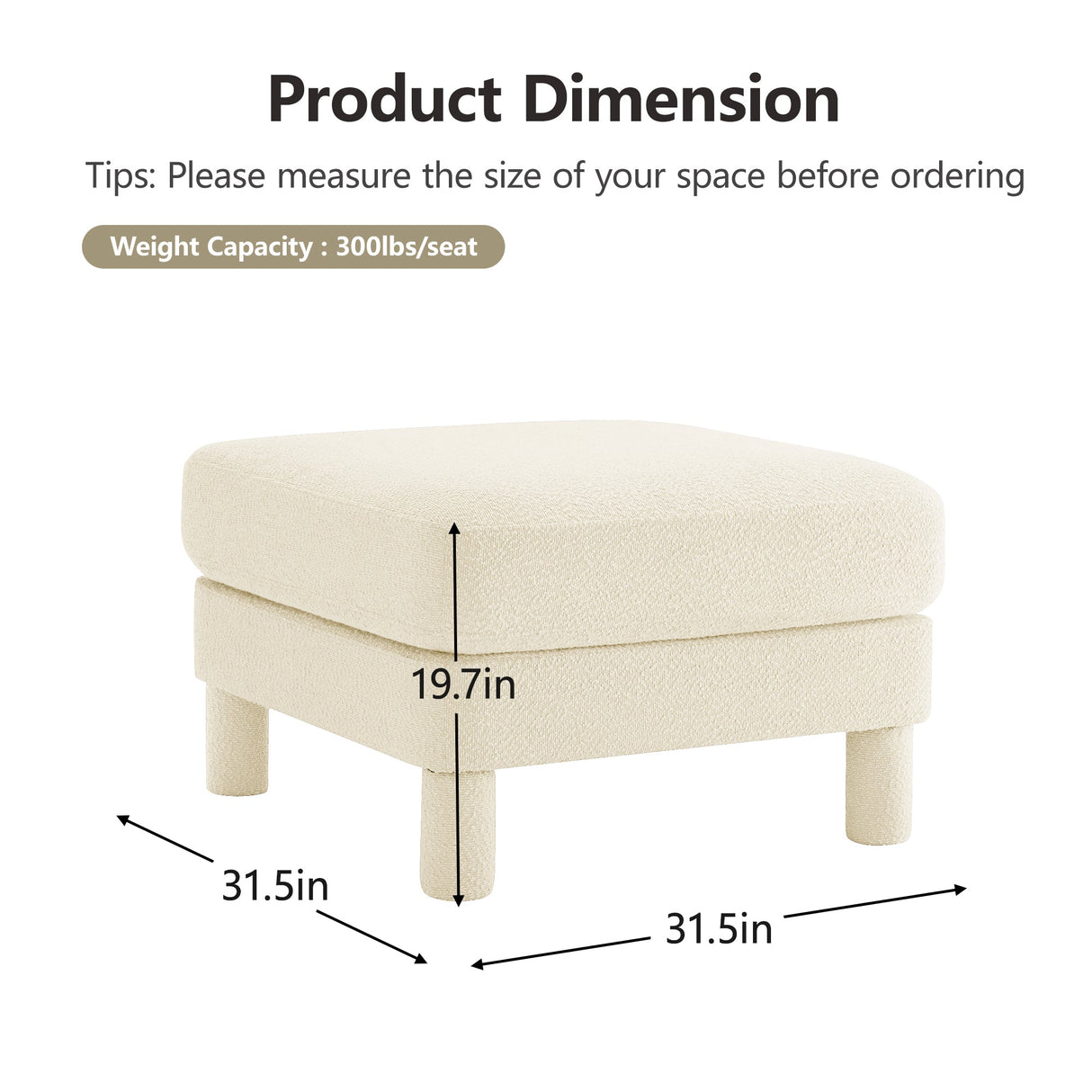 Polyester Beige Ottoman