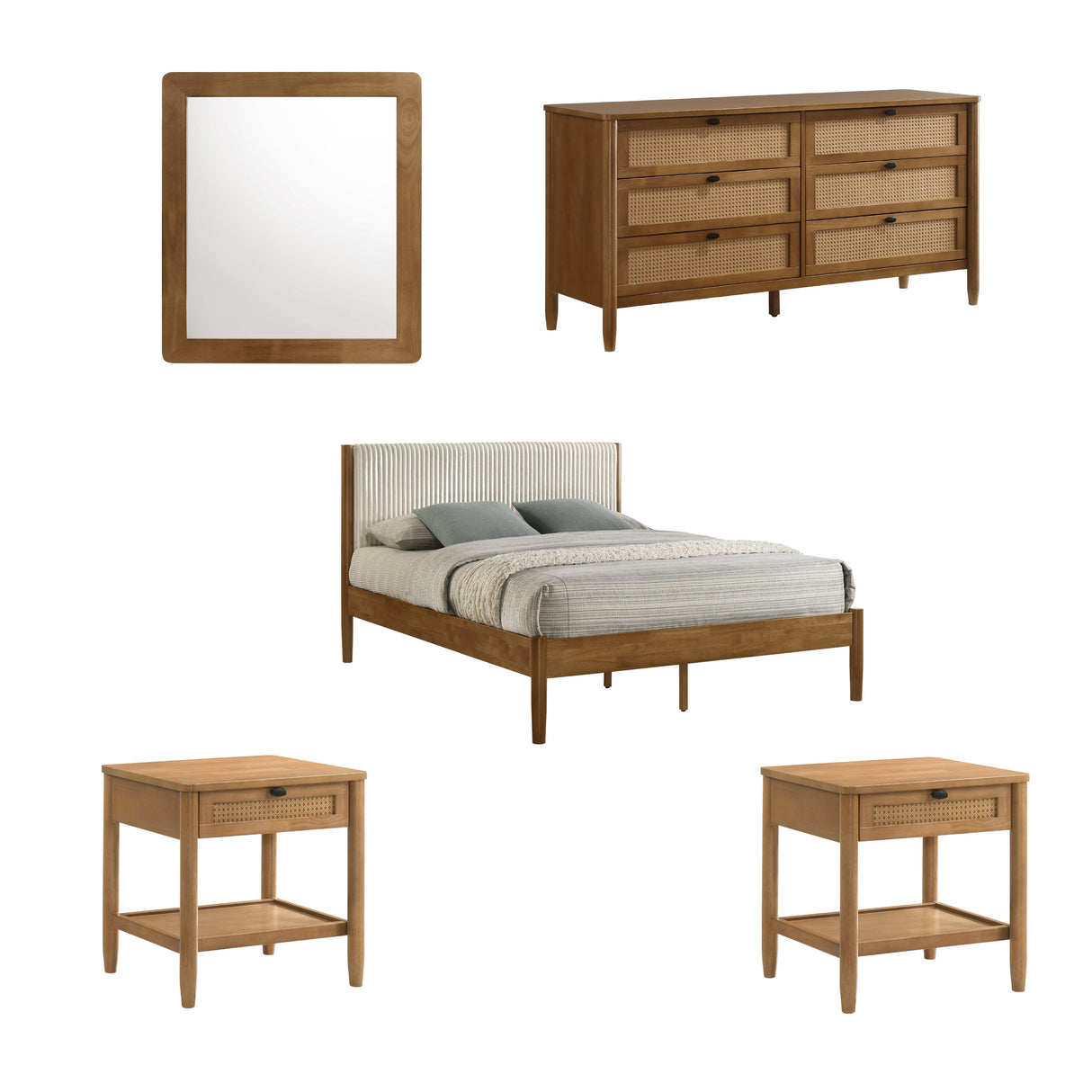Vichy 5-Piece Rubberwood Queen Bedroom Set