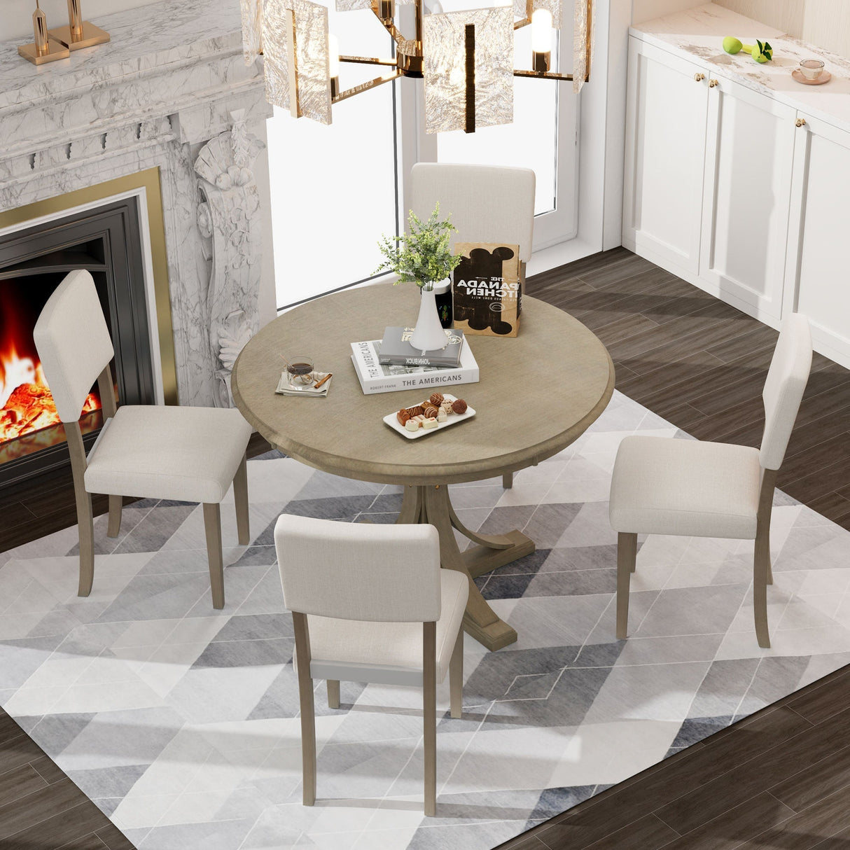 Isla Graceful Pedestal Dining Set for Four