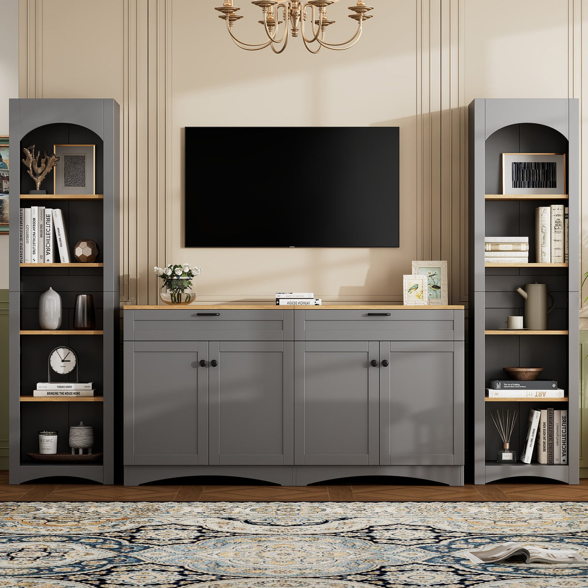 ON-TREND 3-Piece Farmhouse Entertainment Center