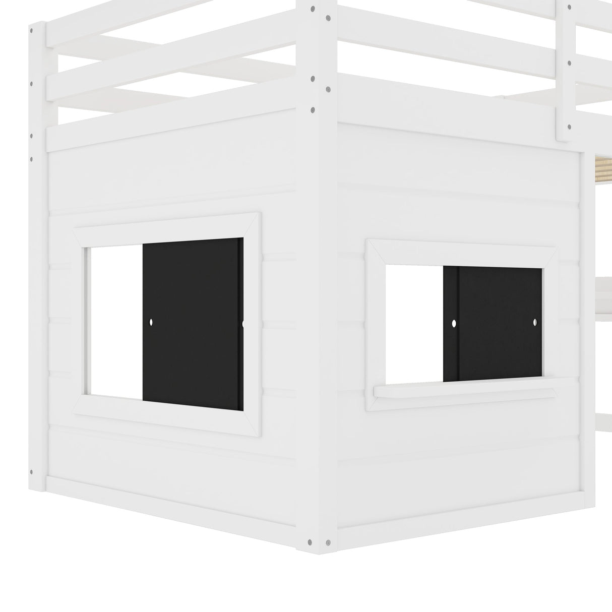 Twin Size Loft Bed With Sliding Chalkboard & Bookshelf