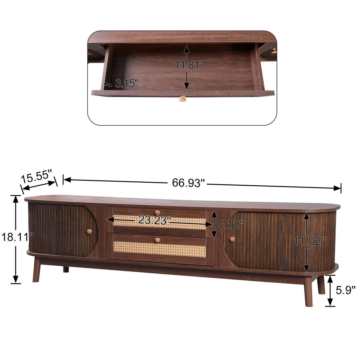 TV Stand for TVs Up to 75'' with Drawers and Sliding Doors